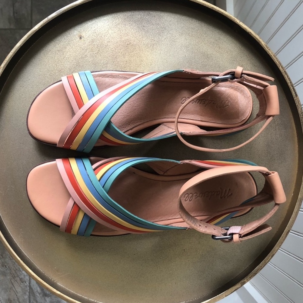 🔥MOVING SALE🔥 Madewell Rainbow Samira Flat Sandal in Leather